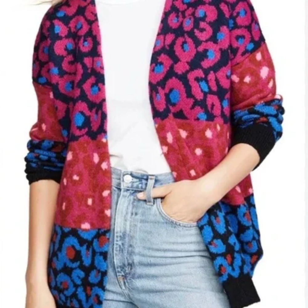 Farm Rio Women's Mixed Leopard Cardigan Sweater
